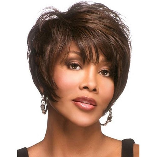 Nicetobuy Umeet Short Fluffy Curly Synthetic Brown Wigs For Woman Natural Looking Womens Wig with Wig Cap