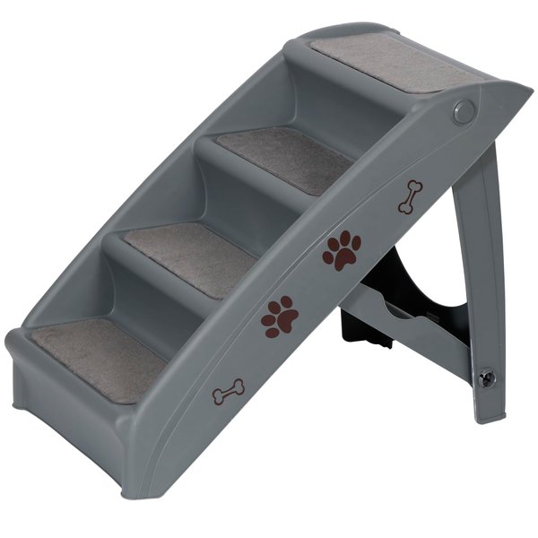 ZENY Foldable Pet Dog Stairs/Steps for Small Pet Dog/Cat, Safe and Durable Pet Ramp Stairs with Non-Slip Pads, for High Beds, Sofa, Car (Grey)