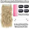 Halo Hair Extensions Natural Blonde: Long Curly Wavy Hair Extensions for Women - Invisible Wire Secret Hairpieces with Adjustable Size Transparent Headband 4 Secure Clips (20 Inch, Natural Blonde)