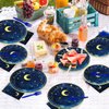96 Pcs Starry Night Plates and Napkins Party Supplies Sweet theme Tableware Set Galaxy Party Decorations Favors for Outer Space Birthday Baby Shower Serves 24 Guests