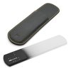 GERMANIKURE Black Glass Nail File & Pedicure Bar Set in Leather Cases - Ethically Made in Czech Republic - Professional Manicure & Pedicure Kit for Fingernail Care, Foot Callous & Dry Skin Removal