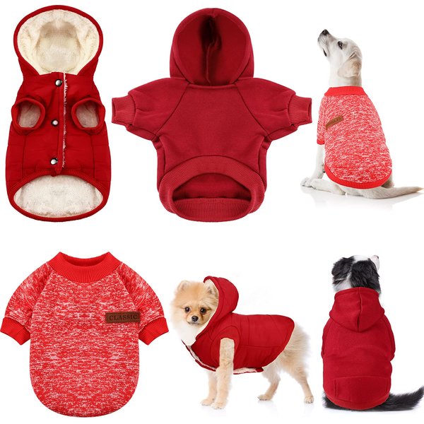 3 Pcs Pet Dog Sweater Jacket Knitwear Hoodie Clothes Pocket Puppy Coat Clothing Pup Christmas Shirt Costume Sweatshirt Fleece Lining Warm Winter Small Hooded Soft Thickening (Small)