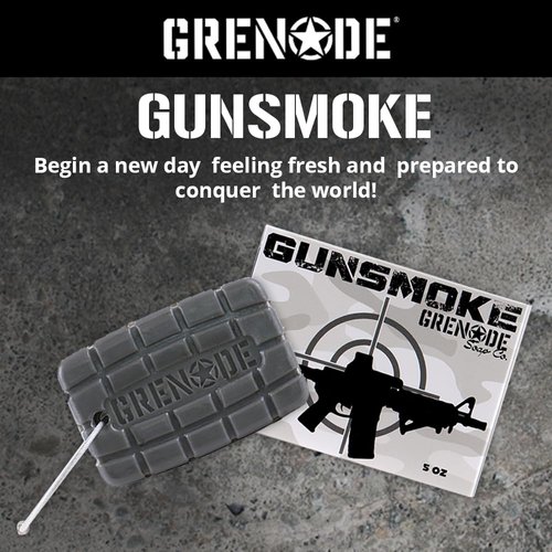 GRENADE Gunsmoke Bar Soap for Men Body and Face Natural Cleanser Fresh Masculine Scent Gift for Him American Made