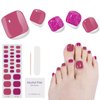 DUKASOU Semi Cured Gel Pedicure Strips, (Hibiscus Flower)26 PCS Gel Nail Strips Works with Any UV Light, Salon Quality Gel Nail Stickers，Easy to Apply & Remove