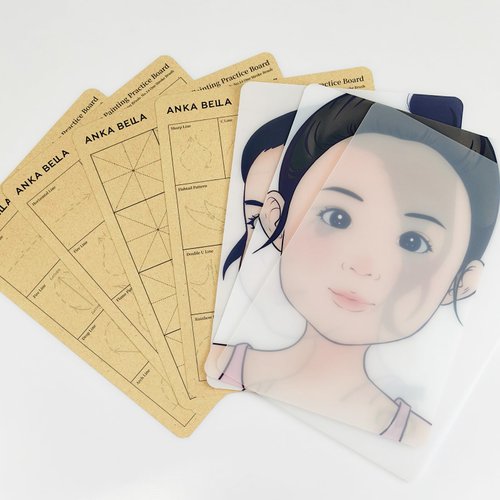 Anka Bella Reusable Face Paint Practice Board,7pcs Face Painting Practice Sheet with Various Patterns,One Stroke Excersize Template A4 Size