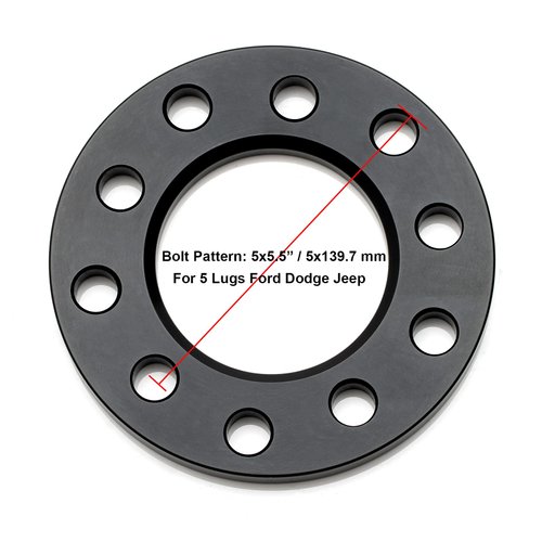 VLAOSCHI Black Forged 5x5.5 5x135 5x139.7 Wheel Spacers 1/4 Inch (6mm) Compatible with Dodge Ram-Ford 5 Lug for 1975-2003 F150 | 1994-2018 RAM-1500 | 2004-2009 Durango | 2005-2011 Dakota - Pack of 4