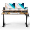 FEZIBO 55 x 24 Inch Height Adjustable Electric Standing Desk with Double Drawer, Stand up Desk, Home Office Computer Desk with 4 Height-Adjustable Feets & 2 Hooks, Rustic Brown