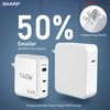 Sharp 140W USB C Charger, Compact Foldable GaN Fast Charge 3-Port (2 USB-C, 1 USB-A), Compact Foldable Wall Charger for MacBook Pro/Air, iPad Pro, iPhone 15/Pro, Galaxy S22/S21, Dell XPS, White