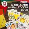 Playbees Make A Zoo Animal Stickers - 12 Pack - Zoo and Safari Themed Birthday Party Favors - Fun Craft Project for Children 3+ - Let Your Kids Get Creative & Design Animal Stickers