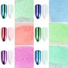 Ice Transparent Aurora Nail Powder, KISSBUTY 6 Colors Jelly Neon Rainbow Holographic Chameleon Powder Multi Chrome Nails Power Aurora Effect Iridescent Pigment Glitter Pearlescent Nail Art Glitters