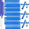 96 Pieces Hair Perm Rods, Cold Wave Rods Plastic Perming Rods Heatless Curlers Rollers with 2 Steel Pintail Comb Rat Tail Comb for Hairdressing Styling Tools (Blue, 0.35 Inch/ 0.9 cm)