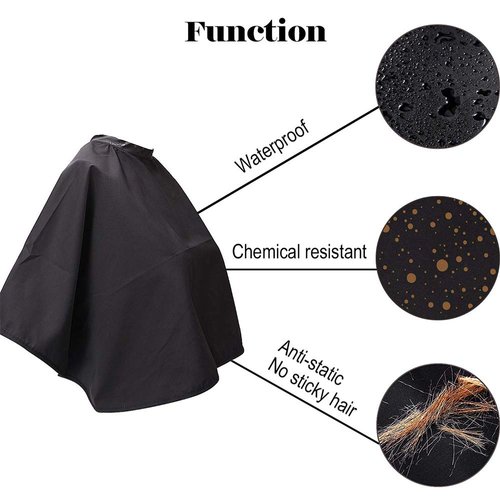 OKA Black Makeup Cape, Professional Makeup Short Hair Cape Waterproof Shampoo Adjustable Barber Cape, Lightweight Comb-out Barber Apron Hairdressing Shampoo Cape for Makeup Artist