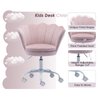 CIMOTA Cute Kids Desk Chair,Velvet Bedroom Chair Adjustable Child Computer Chair Swivel Shell Vanity Chairs for Girls Bedroom/Study Room, Light Pink