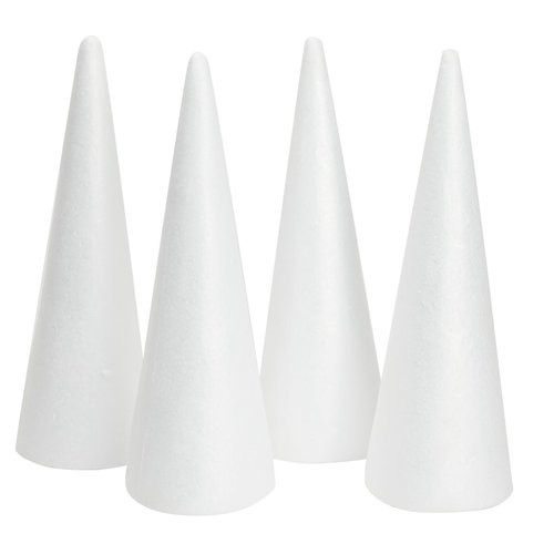 Juvale 4 Pack Craft Foam - Foam Cones for Crafts, Trees, Holiday Gnomes, Christmas Decorations, DIY Art Projects (13.5x5.5 in)