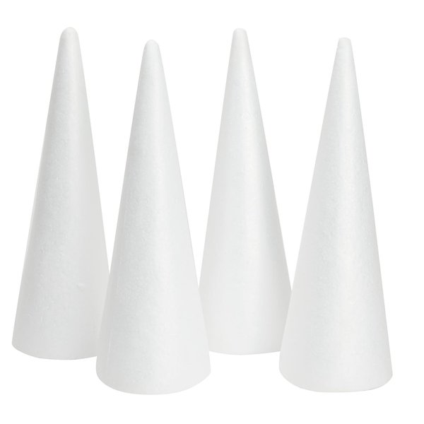 Juvale 4 Pack Craft Foam - Foam Cones for Crafts, Trees, Holiday Gnomes, Christmas Decorations, DIY Art Projects (13.5x5.5 in)