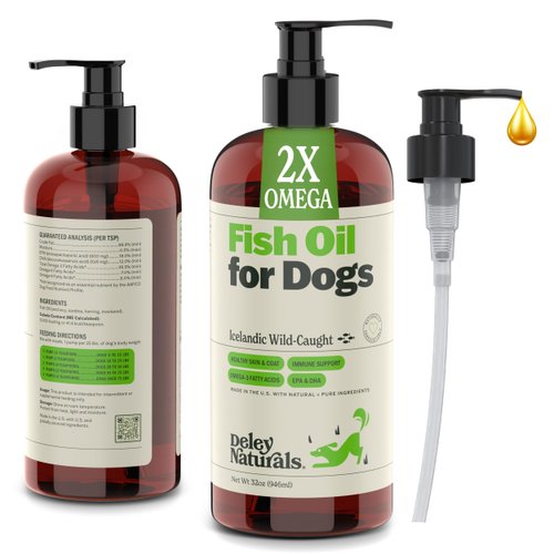Deley Naturals Dog Fish Oil Icelandic - Dog Itching Skin Relief with Omega 3 6 9 for Skin, Coat, and Heart - Omega 3 Fish Oil for Dogs Skin Irritation Treatment - Skin and Coat Supplements for Dogs