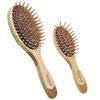 Giorgio Eco Friendly Wooden Bristle Hairbrush Set - Detangling Brush and Hair Growth Brush for Thick or Long Hair - Paddle Hair Brush with Anti Static Beechwood and Silicone Massage Cushion