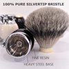 Je&Co 100% Silvertip Badger Hair Shaving Brush, Handmade Shaving Brush with Fine Resin Handle and Stainless Steel Base (Black)