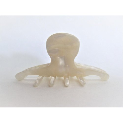 Generic Medium/small creme white marbled hair claw clip for fine, thin hair