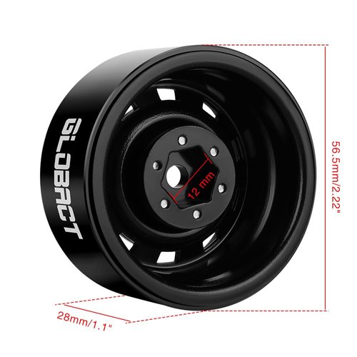 GLOBACT 1.9 Beadlock Wheels RC Wheel Hub for 1/10 TRX4 TRX6 Axial SCX10 I II III Pro Redcat RC Crawler Upgrade Accessories (4Pcs Black)