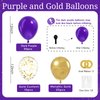 BAUANOOY Purple and Gold balloons, 60pcs 12 Inch Purple Metallic Chrome Gold and Confetti Balloon for Wedding Graduation Birthday Party Decorations