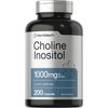 Horbaach Choline Inositol 1000mg Supplement | 200 Capsules | Non-GMO, Gluten Free
