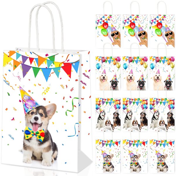 12 Pcs Dog Treat Bags Puppy Party Favors Candy Bags Doggy Themed Goodie Gift Bags Puppy Themed Birthday Party Supplies for Adults Birthday Party Decoration