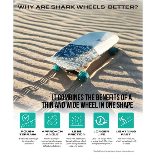 Shark Wheel California Roll 60mm 78A Small Skateboard/Longboard Wheels, White