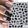 2 Sheets Black Cat Nail Art Stickers 5D Kawaii Cat Embossed Nail Decals Cute Black Cat's Paw Summer Nails Design Adhesive Sliders Cute Animal Manicure Stickers for Nails Art Decorations
