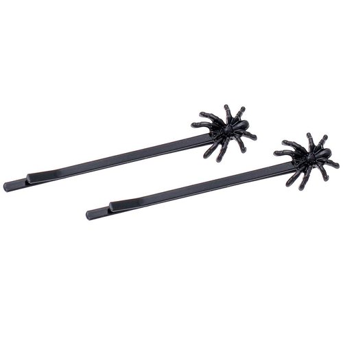 Rosemarie Collections Women's Spooktacular Halloween Hair Clip Bewitching Bobby Pins Set (Black Spider)