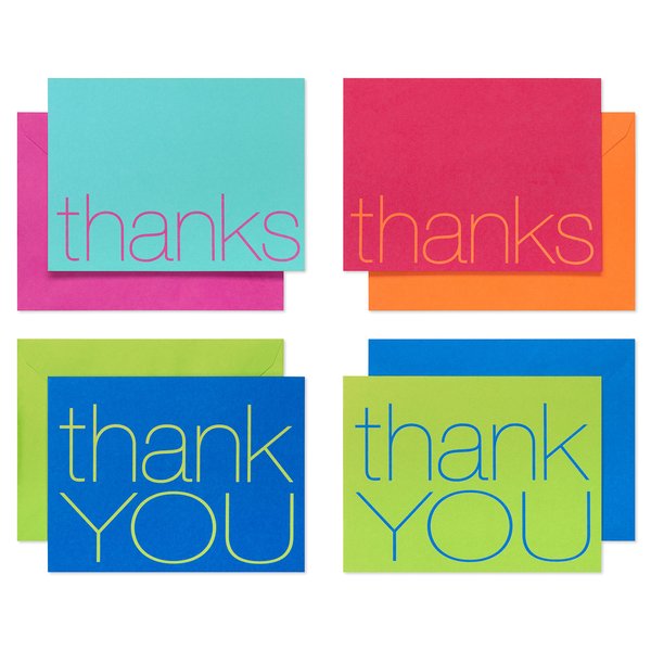 American Greetings Thank You Cards with Envelopes, Bold Multicolored (50-Count)