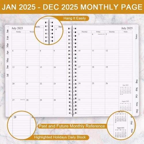 2025 Weekly & Monthly Planner - 7" x 10" Planner 2025 from January 2025-December 2025, Easy to Organize Your Daily Life, Green Leaf