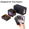 MTG Deck Box with two Display Windows,Card Deck Box fits 200 Double Sleeved Cards,Commander Deck Box with Dice Tray (Black and Brown)