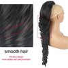 KRSI Long Wavy Drawstring Ponytail Extension, 28inch, 1B#, for Women, Black Hair Clip-in, Synthetic Hair, Hair Extension
