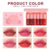 6Colors Peach Lip Tint Stain Set,Water Lip Tint Lip Stain Korean Lip Gloss Long Lasting,Plumping Mini Liquid Lipstick Natural Lip Tint,Multi-Use Lip & Cheek Tint,Non-sticky,Lightweight,Vivid Color