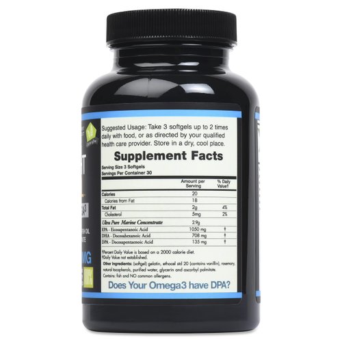 Aspen Hill Labs Ultra Pure Wild Caught Omega DPA Fish Oil - 2900 mg Omega-3-90 SoftGels - High-Potency Omega-3 with DPA, EPA & DHA - Non-GMO, Maximum Strength Burp-Free
