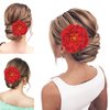 Peony Flower Hair Clip Hanfu Hairpin Bridesmaid Pin up Flower Brooch Party Wedding Decor (one size, red)