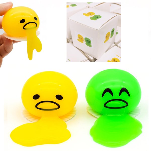 LBKKC Easter Basket Stuffers Vomiting Egg Stress Ball, Puking Egg, Vomiting & Sucking Lazy Egg Yolk, Novelty Stress Relief Squeeze Toys Funny Gifts, Fidget Prank Toy 2Pieces