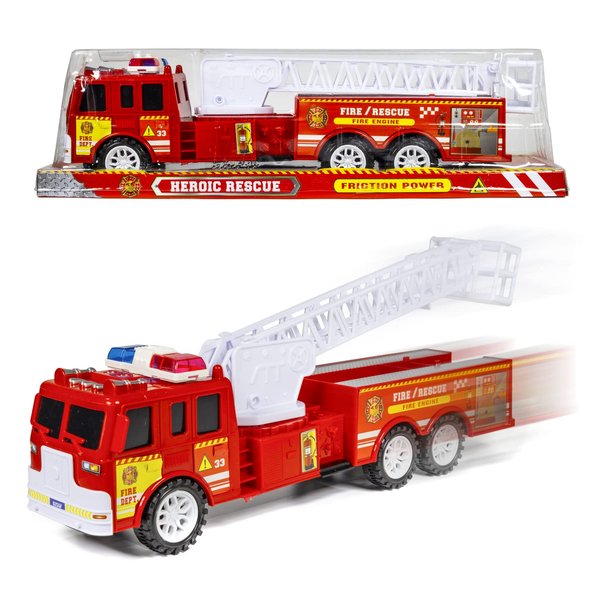 Kidplokio Fire Truck Firefighter Rescue Toy Pull Back Cars, Red, Boys Ages 3+
