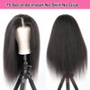 Domiso Wear and Go Glueless Wig Pre Plucked Pre Cut 6x4.6 HD Lace Wig Kinky Straight Lace Front Wigs Human Hair for Women Brazilian Beginners Wig Natural Hairline Breathable Cap 200% Density 18 Inch