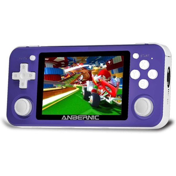 Retro GamePro RG351P Handheld Game Console, Console Support PSP / PS1 N64 NDS Open Linux Tony System RK3326 Chip 64G TF Card 2500 Classic Games 3.5 Inch IPS Screen 3500mAh Battery (RG351P Purple)