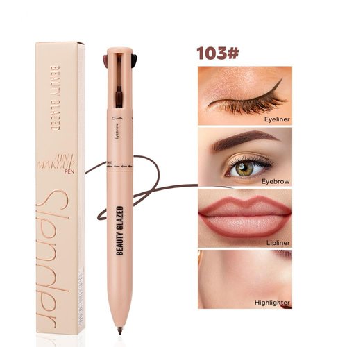 4-in-1 Makeup Pencil - Eyebrow Pencil, Eyeliner, Lip Liner & Highlighter - Multifunctional Makeup Pencil, Portable Beauty Cosmetics Set, Suitable for Travel (01#)