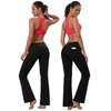 BUBBLELIME 29"/31"/33"/35" 4 Styles Women's Bootcut Yoga Pants Tummy Control - Back Pockets_Black M_35" Inseam