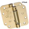 Dynasty Hardware 4 inch Spring Loaded Door Hinge Self Closing with 5/8" Radius Corners, Satin Brass - Pack of 2 Hinges