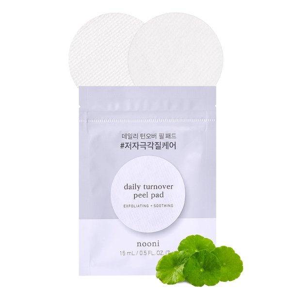 Nooni Toner Pads - Daily Turnover Peel Pad V2 | Korean Skincare, Exfoliating Face Pads, with AHA, Glycolic Acid, and Centella Asiatica Extract, Facial Toner Pads, Body Peeling Pad, 7 Count