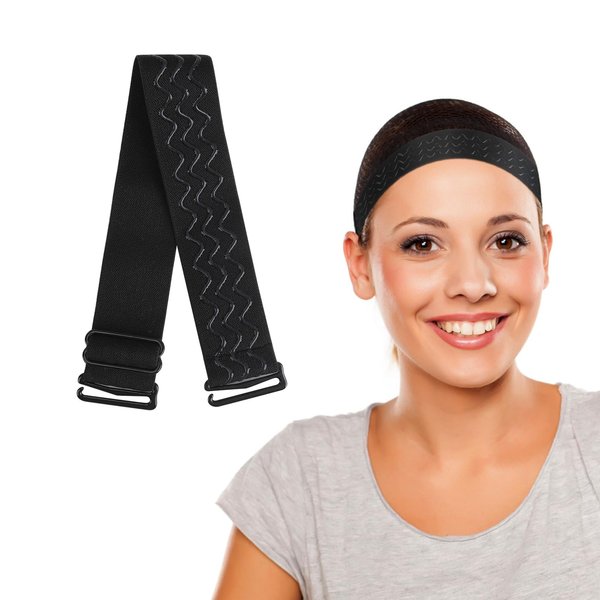 Black Adjustable Elastic Band for Wigs, Nonslip Wig Bands for Keeping Wigs Elastic Wig Strap Adjustable Wig Band for Glueless Wig Elastic Wig Straps Accessories for Sewing Making Wigs, 1PCS