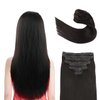 Clip in Hair Extensions Real Human Hair, 12" 90g Straight Hair Extension Clip ins with Lace Weft, 8 Pcs Weft with 20 Pcs Clips (#1B Natural Black, 12 Inch)