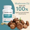 Real Mushrooms Vitamin D2 (120 ct) Vegan Vitamin D Supplements - Organic Vitamin D Vegan Supplement 1000 IU Shiitake & Agaricus Mushroom Complex - Vegan Vitamins for Bone & Muscle Health, Energy, Mood