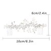Foyte Crystal Bride Wedding Hair Comb Leaf Bridal Headpieces Rhinestone Flower Hair Vines Pearl Bridesmaid Side Combs Hair Accessories for Women (silver leaf)