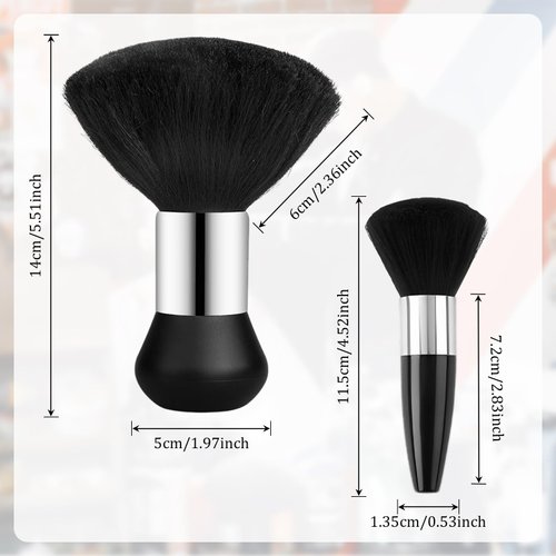 3Pcs Black Neck Dust Brush with Storage bag,Matte Handle Soft Bristled Hair Brush with Bullet Brush & Hair Dye Brush Barber Duster Suitable for Barber Store Hair Salon Essential tools